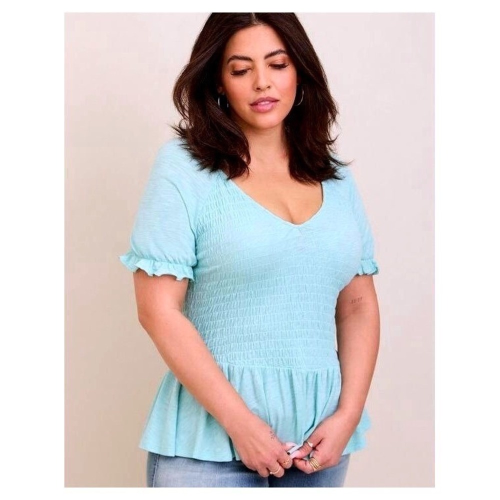 Torrid Slub Smocked Short‎ Sleeve Babydoll 1X